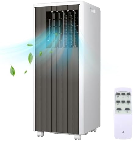 8000 BTU Portable Air Conditioner for Rooms Up to 350 Sq.Ft, 3-In-1 Indoor Portable Standing AC Unit with Dehumidifier, Cooling & Fan, 24H Timer Mode, Remote Control, Window Kit, White Top