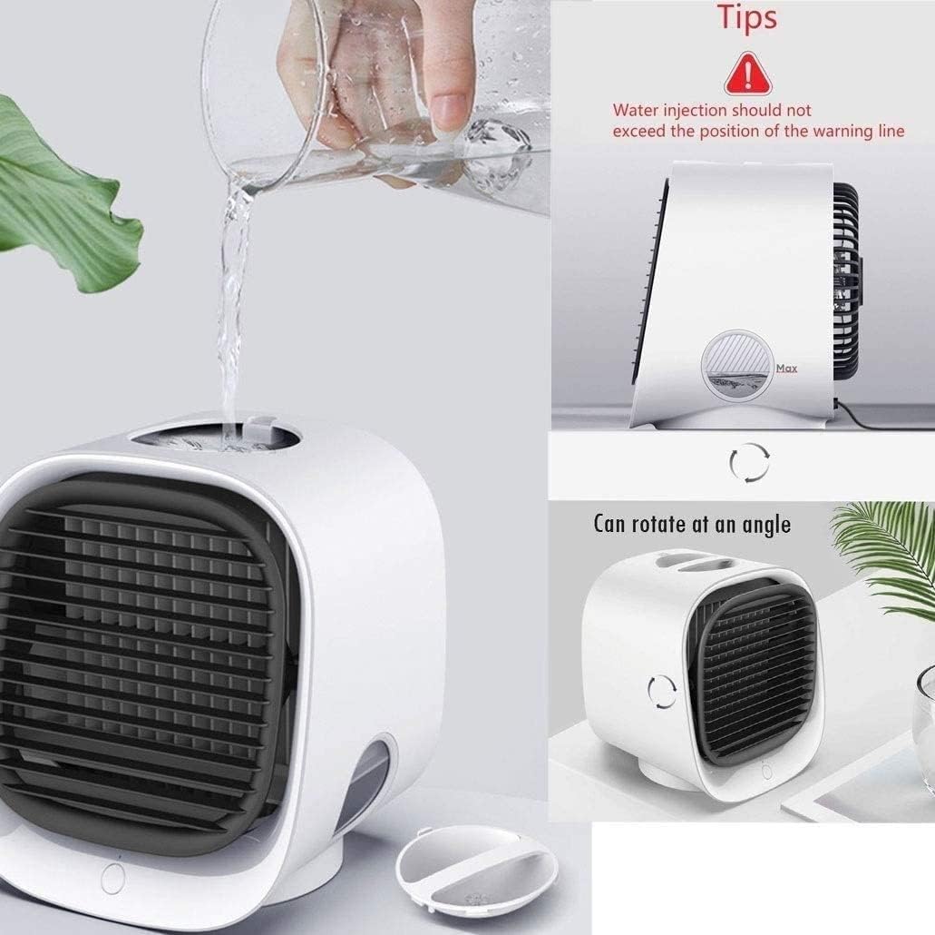 Mini Air Conditioner Fan, Portable Air Conditioner, Portable Desktop Cooling Fan, Personal Table Air Conditioner Fan for Small Room Office Camping (Color : White)