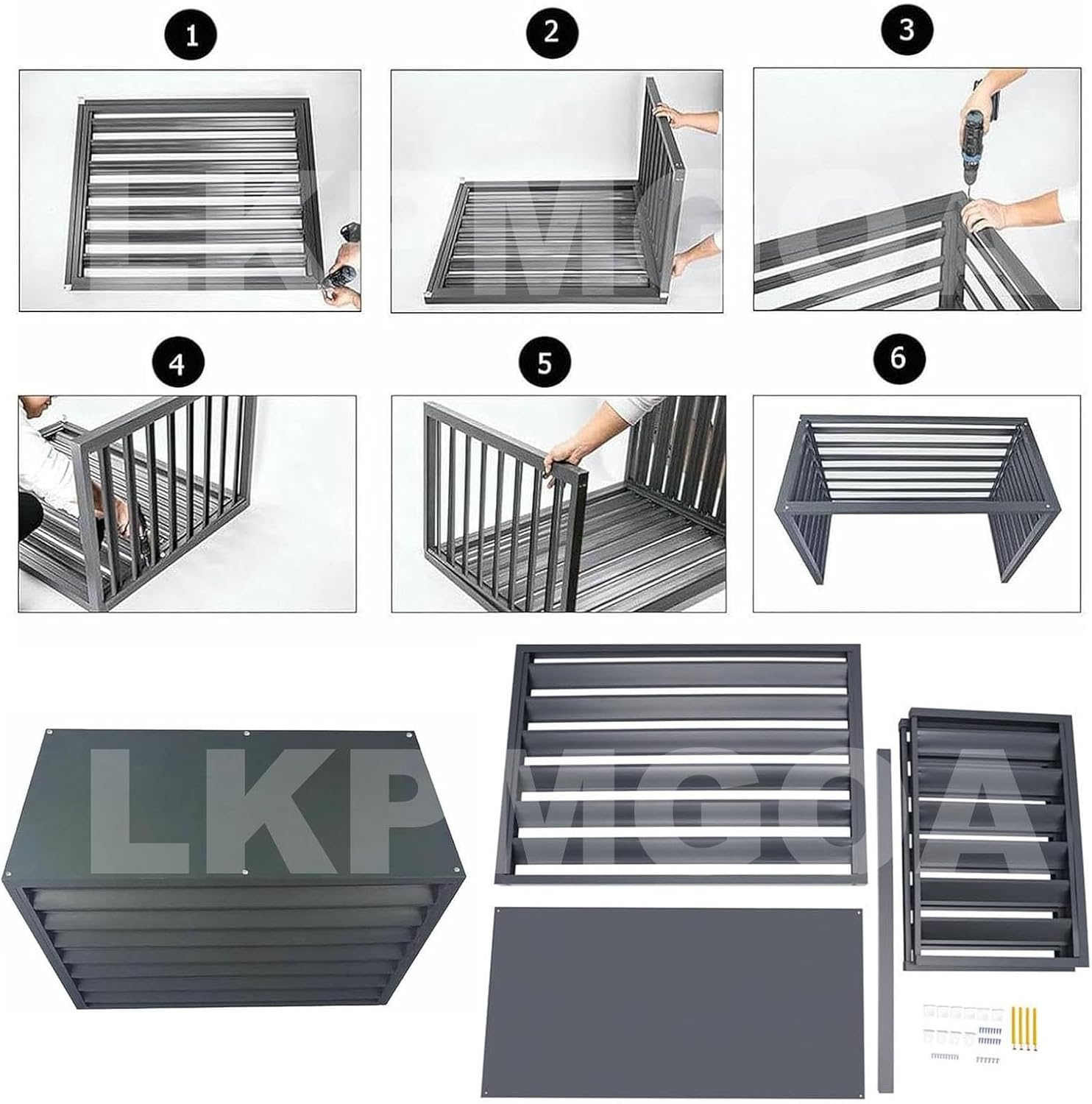 Aluminum Ac Unit Covers Outdoor, Fence Panels for Air Conditioners Trash Bins, Anti Theft, Noise Reduction, Adapt to All Weather(Brown,2 3P)