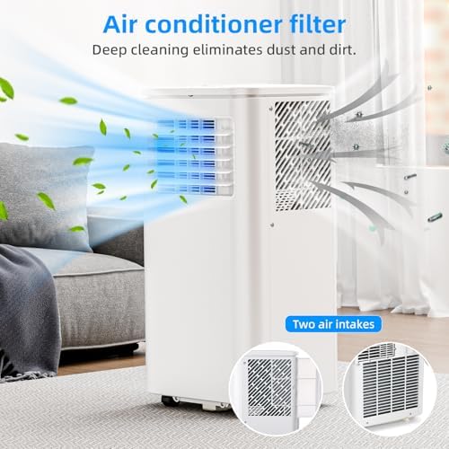 8000 BTU Portable Air Conditioner, 3 in 1 Free Standing Cooling AC Unit with Fan & Dehumidifier & Cools, Sleep Mode, 24H Timer, Windows Sealing Kit for Room