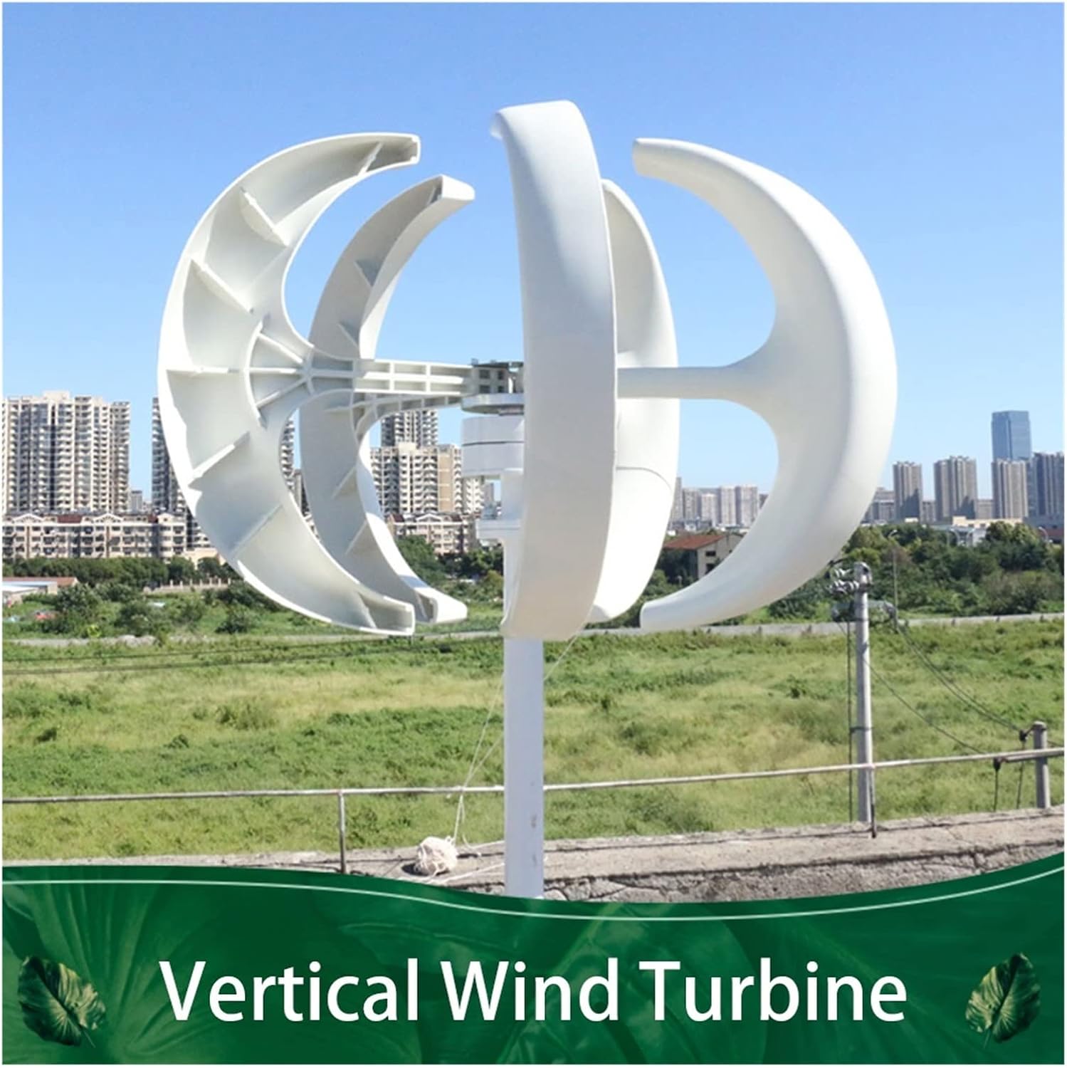 Wind Turbine, Low Noise Windmill 3000W Vertical Axis Wind Turbine Generator 12V 24V 48V with MPPT Controller for Home Use(White,MPPT Controller_24V)