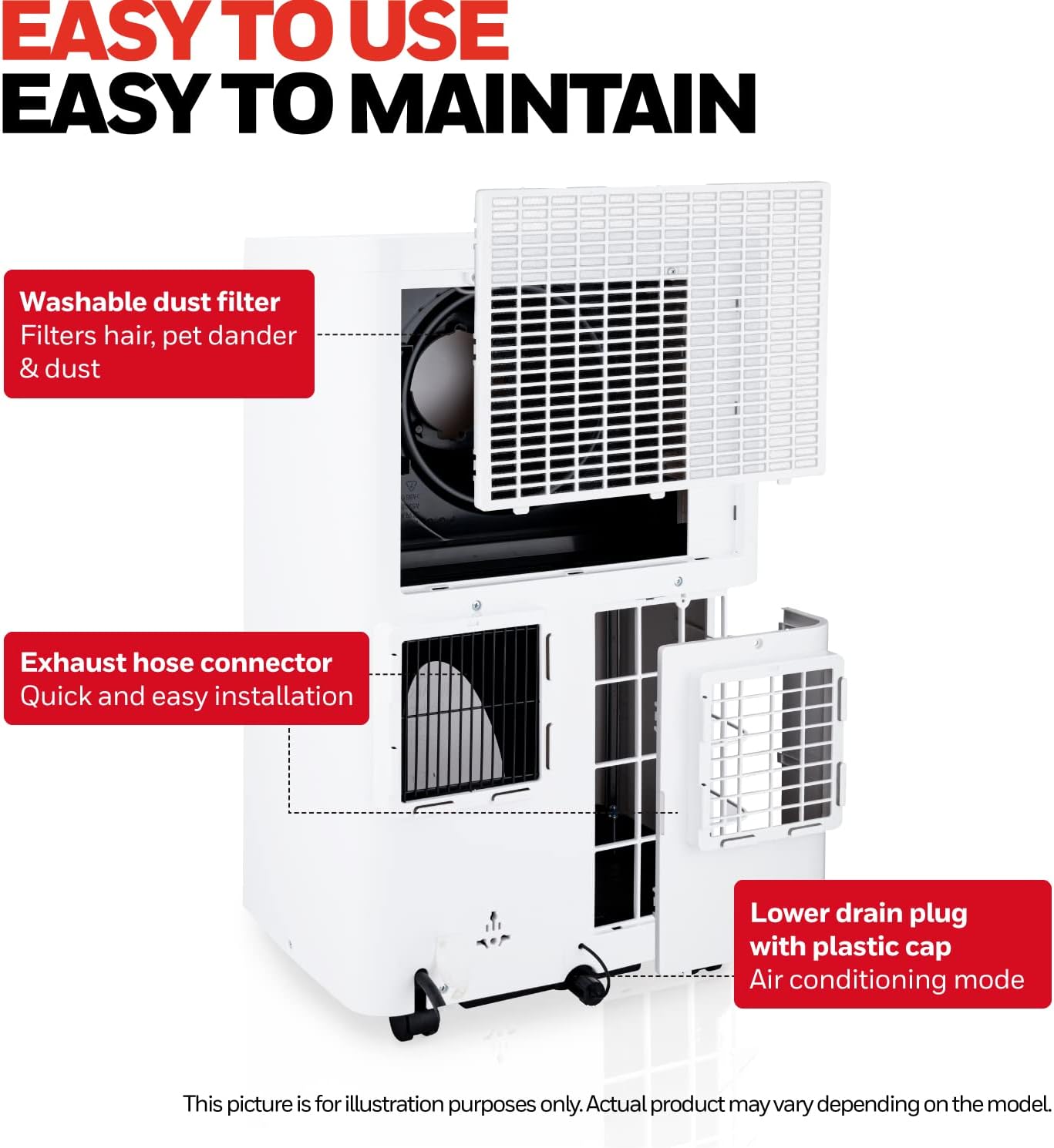 Honeywell 14,500 BTU Portable Air Conditioner for Rooms up to 700 Sq Ft, with Dual Hose & 101 Pint Dehumidifier, Includes Remote Control and Window Kit, HW4CEDAWW0, White (10,000 BTU SACC)