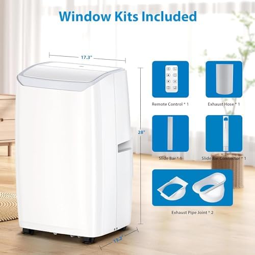 14000btu Portable Air Conditioner,Portable Ac Unit with Remote Control &Window Kit,450 Sq,3-in-1 Function,. Ft Coverage,Air Conditioner Portable for Room or Office