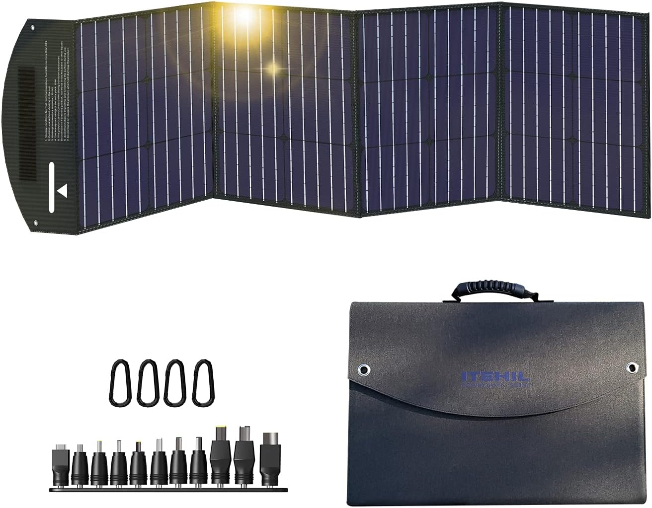 ITEHIL Solar Panel, 100W 18 Volt Monocrystalline Solar Panel Kits, Portable High Efficiency Solar Panel Charger, Foldable Solar Power Backup with USB 3.0/USB 2.0/DC Output for Home, Camping, RV…