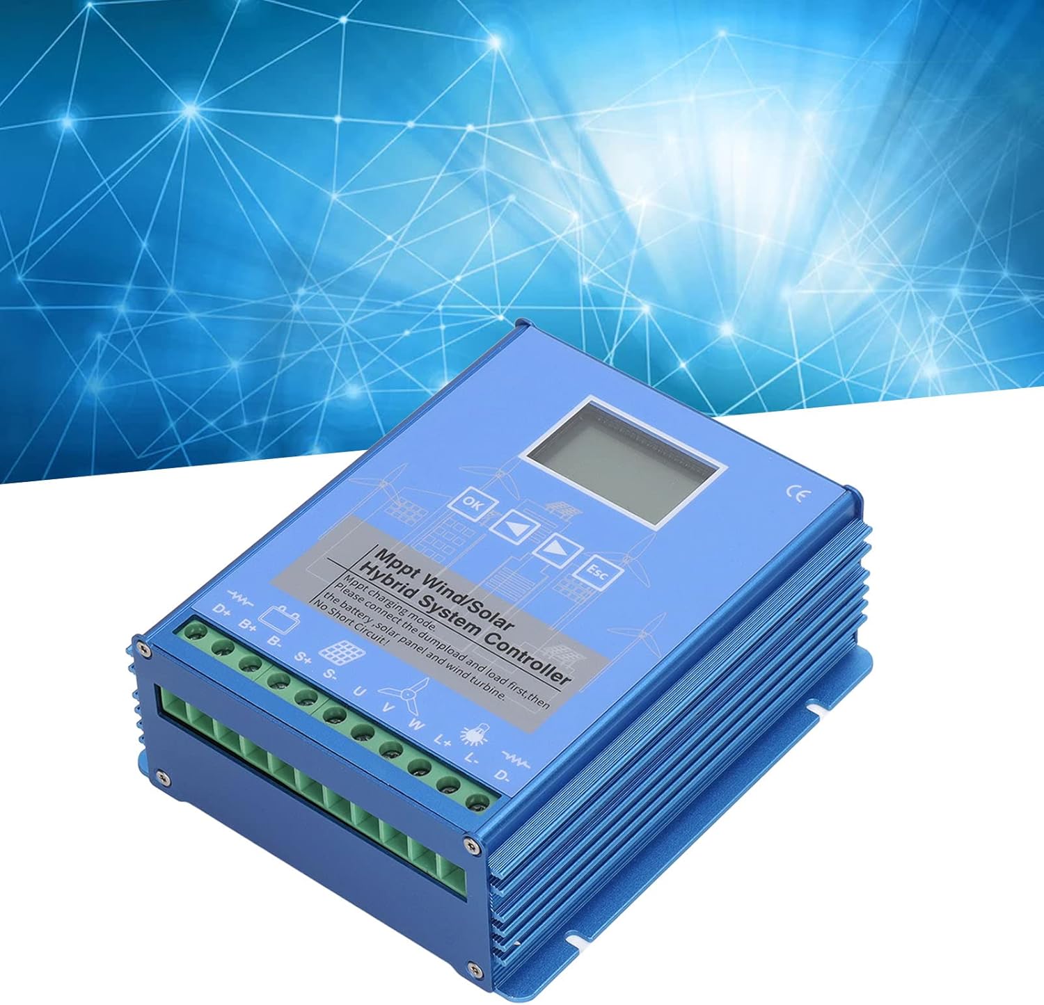 Respicefinem Hybrid Wind Solar Controller Supercharged MPPT Technology with LCD Screen for 24V and 48V Battery Systems in Off Grid Renewable Energy Applications