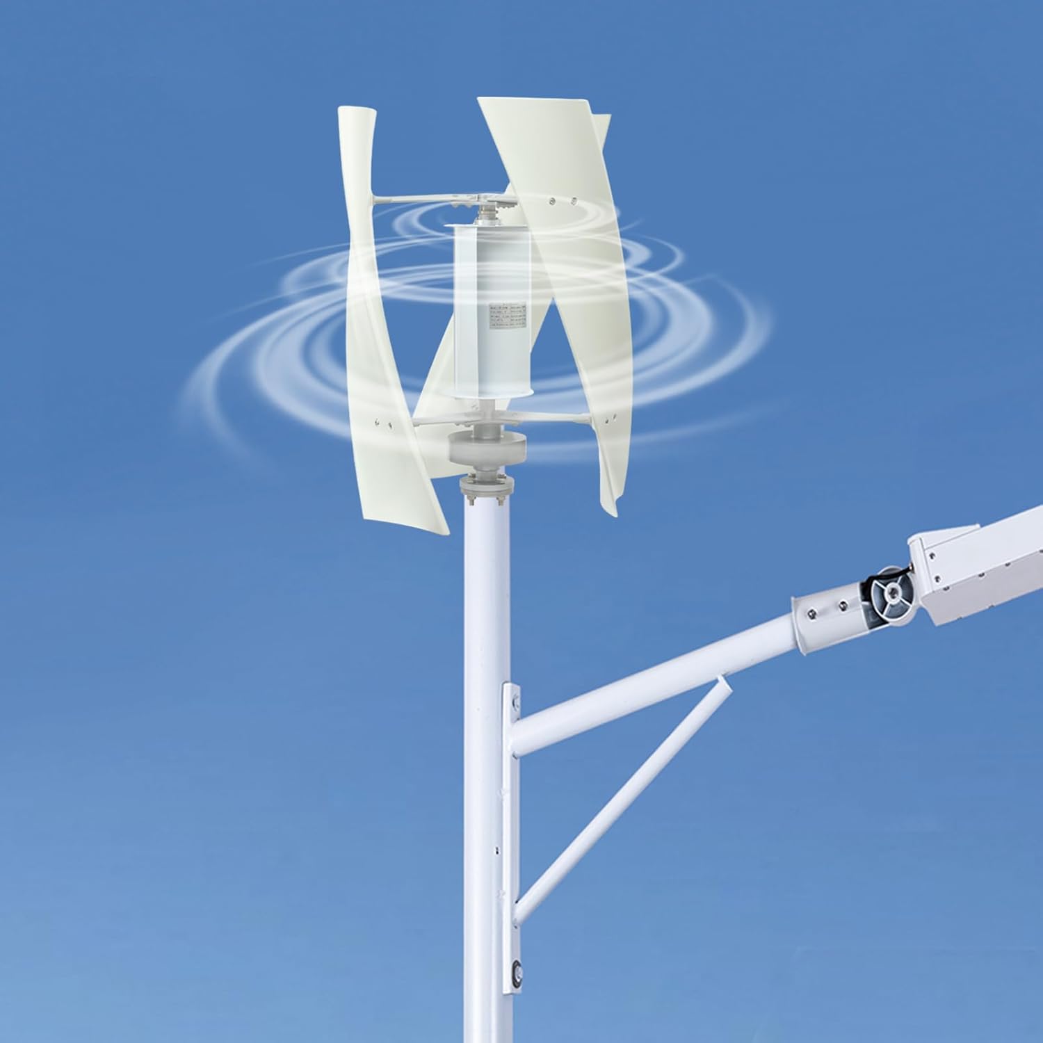 100W Wind Turbine Vertical Axis Permanent Maglev Generator, 12V Double Bearing Design Wind Power Turbine Generator Kit with Controller for Home and Industrial Energy Supply, White