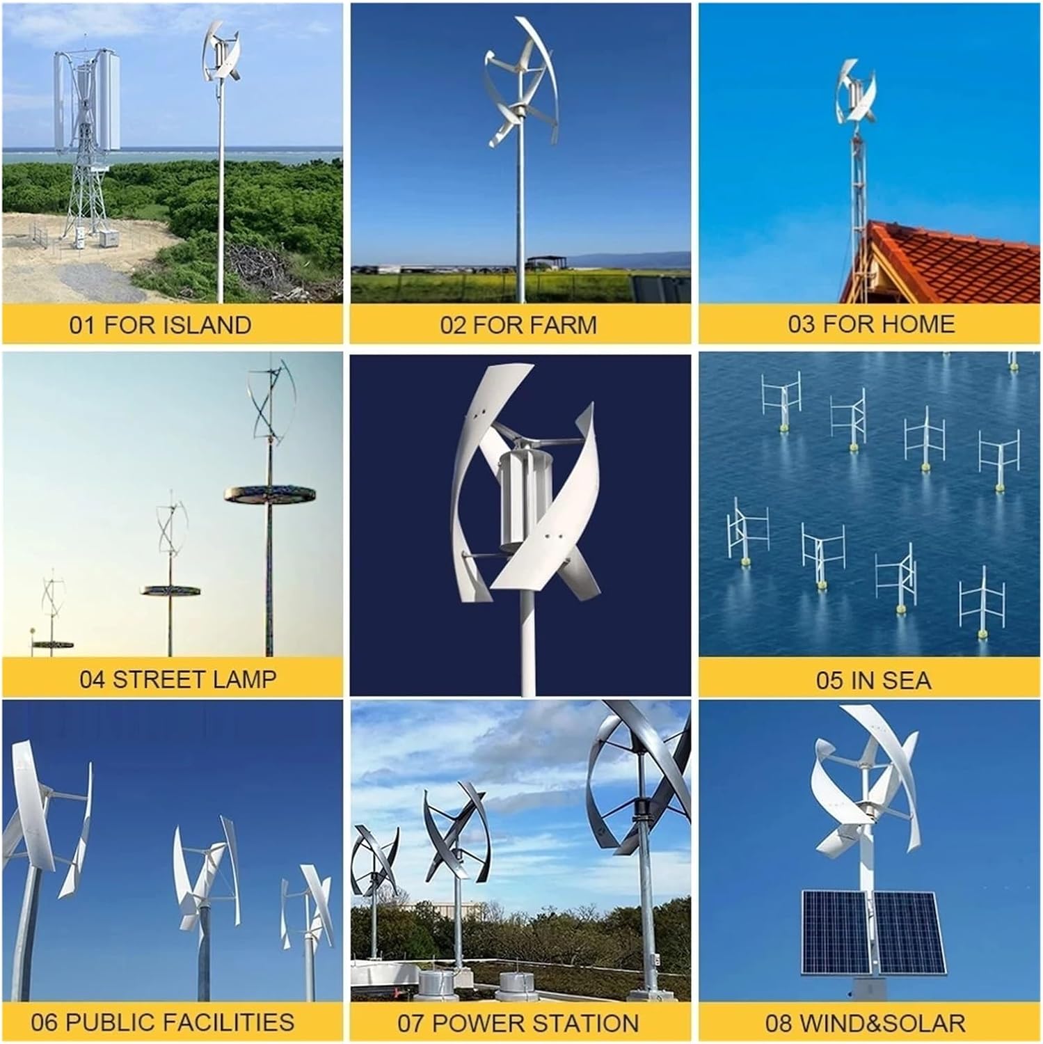 5KW Wind Turbine with Solar Panel Battery 5KW Vertical Axis Maglev Wind Turbine for Household Family with Controller Industrial Energy(MPPT Hybrid Control,12V)