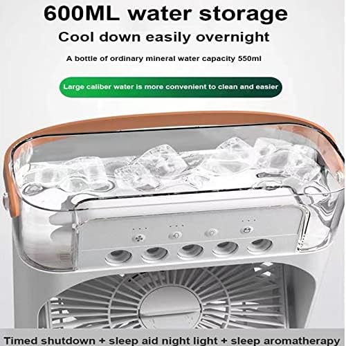 Mini Portable Air Conditioner, Usb Evaporative Cooler, 3 Speed Adjustment, 7 Color Led Humidifier, Office And Outdoor Dual Use (Black)