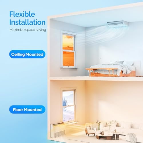 ROVSUN 22200 BTU Floor Ceiling Mounted Air Conditioner with Inverter & Remote Control, 23 SEER2 Ductless Mini Split AC/Heating System with Pre-Charged Condenser, Heat Pump & Installation Kit, 230V