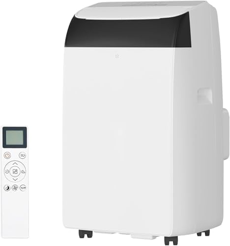 14,000 BTU Portable Air Conditioner,Cooling up to 750 sq.ft. 3-in-1 Cool, Fan and Dehumidifier Modes. Quiet AC Unit with Remote Control, LCD Display and 24-hour Timer for Rooms and Offices.