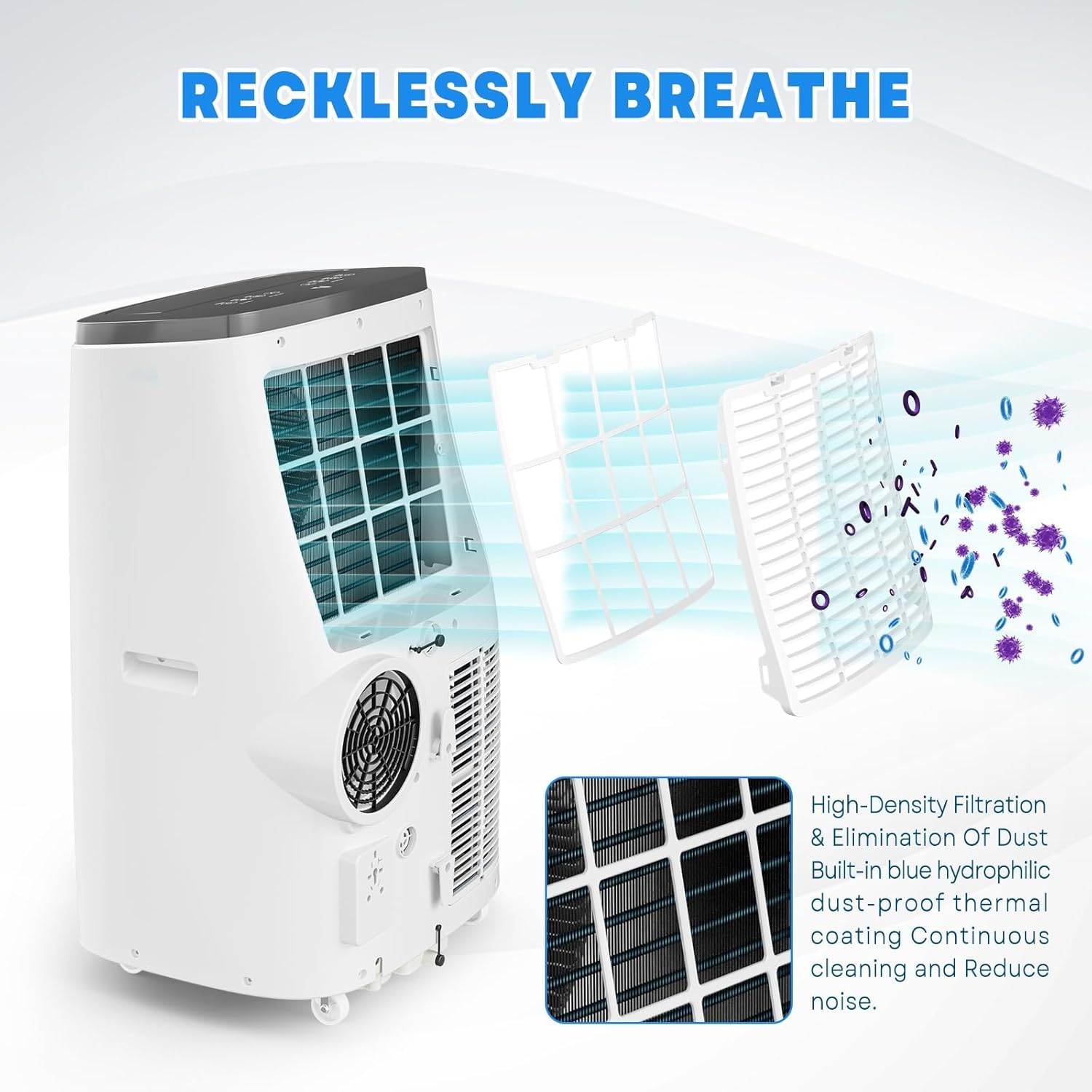Portable Air Conditioner 14,000 BTU, 3-In-1 Cooling, Dehumidifier & Fan for Rooms, Covering Up to 750 Sq.Ft, Quiet Operation with 24H Timer and Remote