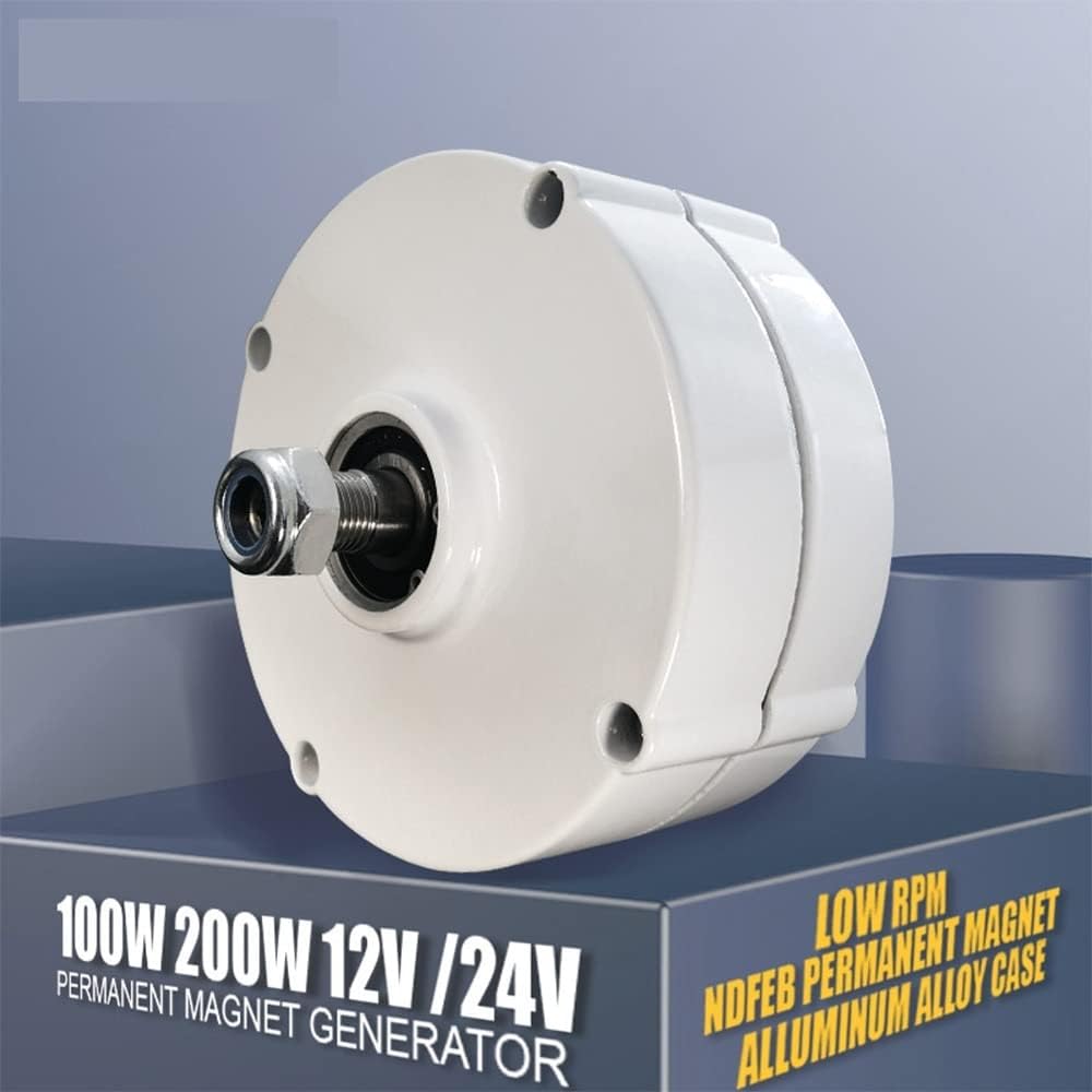 Wind Turbine, New Energy Wind Turbine and Water Turbine Low Speed 100W 200W 12V 24V Gearless Permanent Magnet Generator Horizontal Wind Turbine(Without Base,24V_200W)