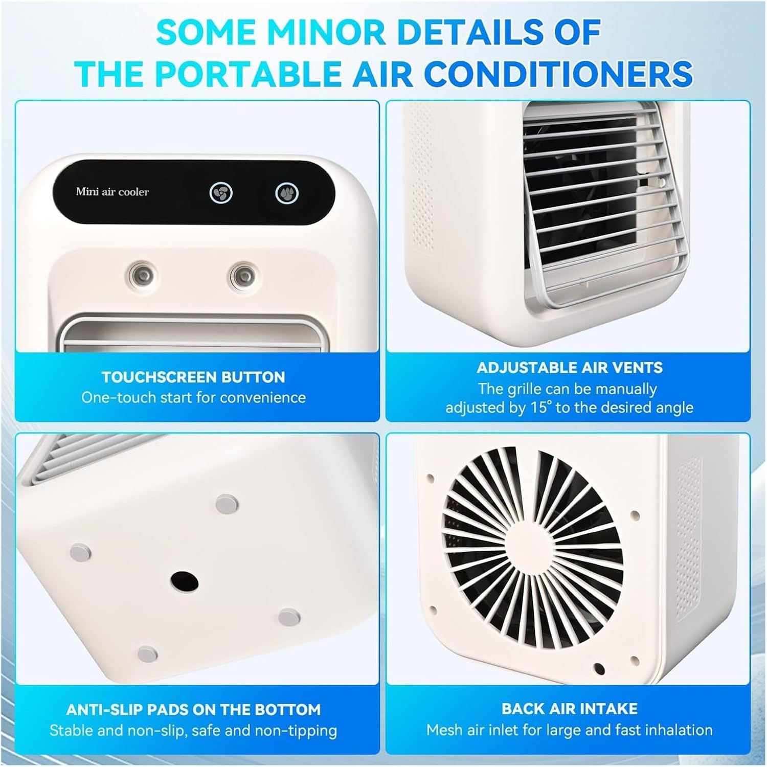 Portable Air Conditioner Fan, Personal Evaporative Air Cooler with 2 Speeds and 2 Cool Mists, Desktop Cooling Fan for Room Office Desk Camping or Car