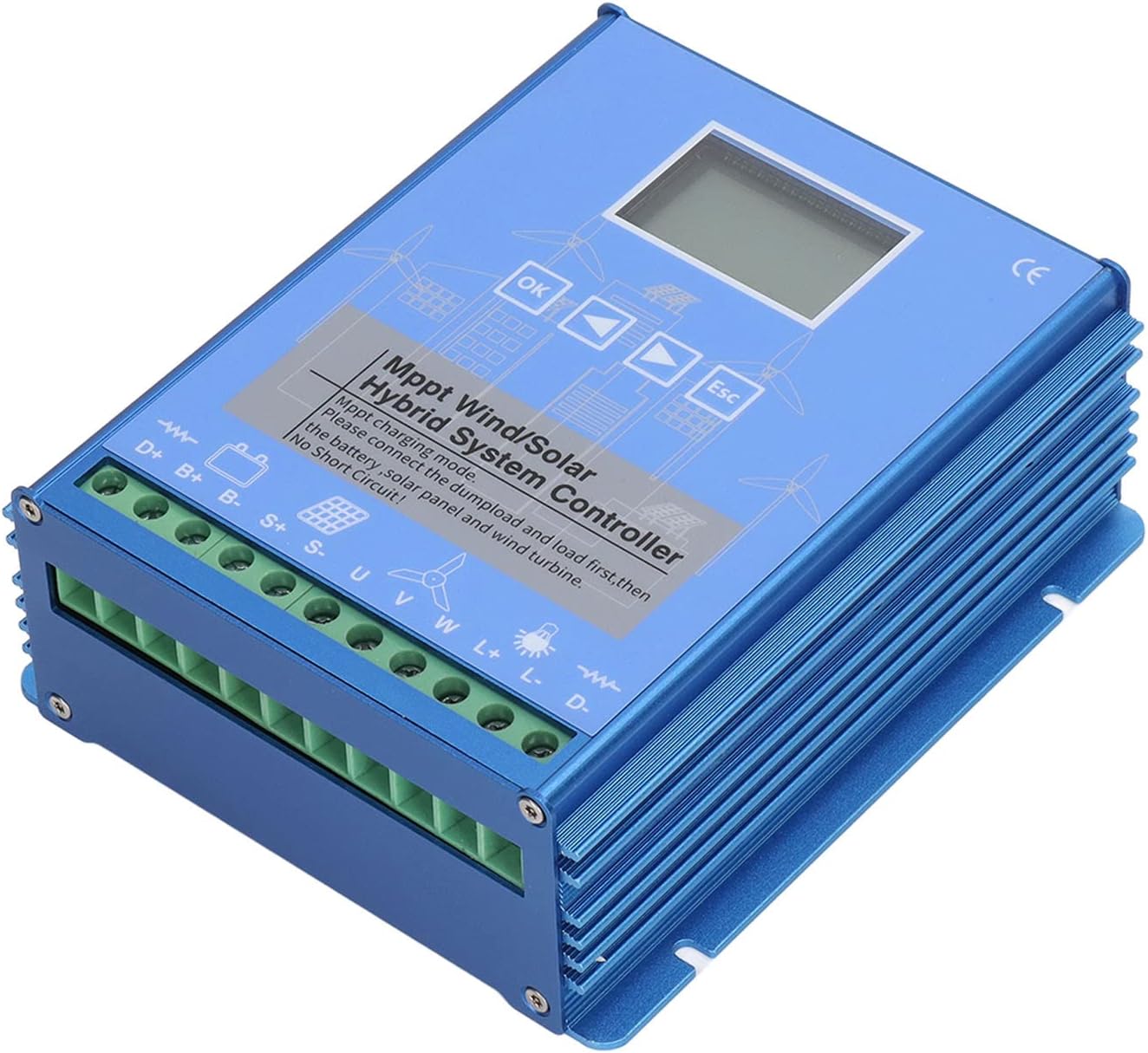 Wind Solar Hybrid Controller 12V 24V, MPPT PWM Charging Regulator with Unloading Resistor, 800W Wind 600W PV - Boost MPPT Technology, Large LCD Display, Reliable Multi - Protecti