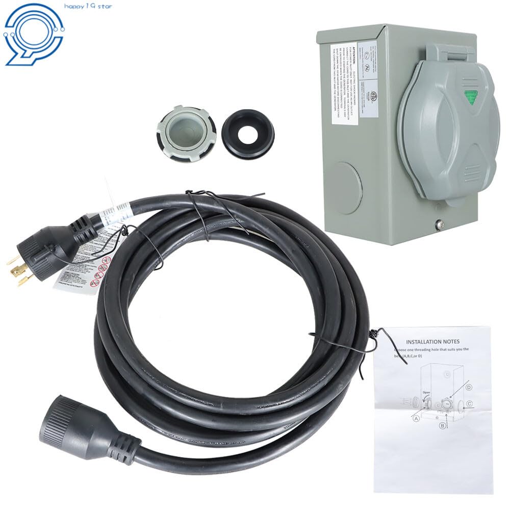 Replacement Parts for 30 Amp Generator Cord 15FT and Power Inlet Box Waterproof Combo Kit NEMA L14-30 Mod-H9S-17536