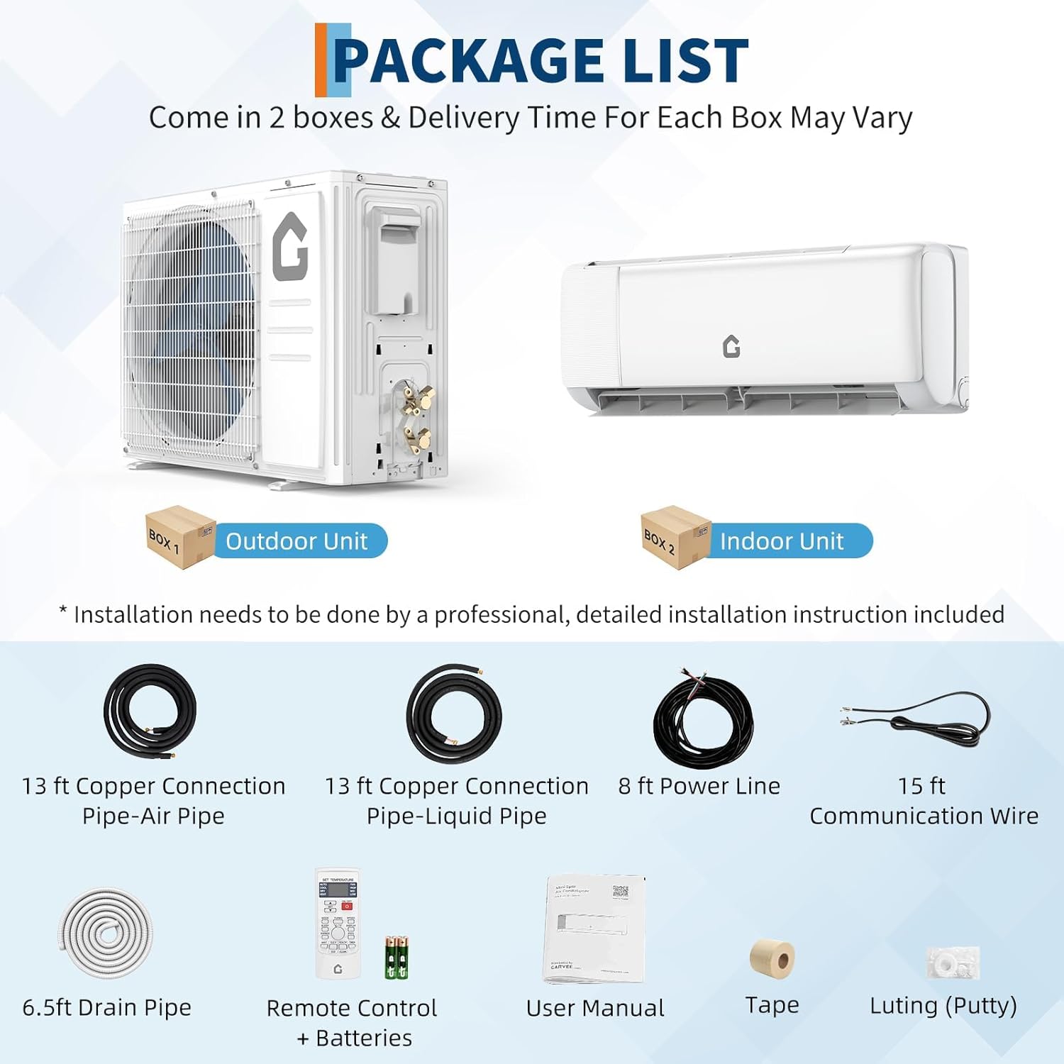24,000 BTU Mini Split Air Conditioner & Heater – 230v Inverter AC System with WiFi, Remote & Easy DIY Install Kit, Ultra-Quiet, Energy Efficient, Cools & Heats Rooms Up to 1,500 Sq.Ft