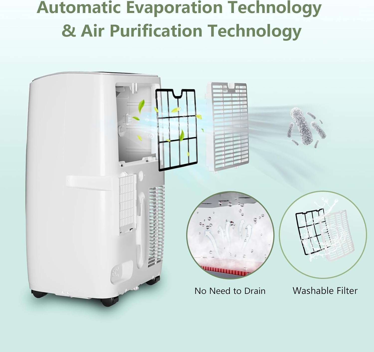 12,000 BTU Portable Air Conditioner 3-in-1 Cooling, Dehumidifier & Fan with Remote Control Auto-Swing Louvers, 24H Timer, Quiet Sleep Mode, Window Kit & Extendable Hose for Rooms up to 550 Sq.Ft.