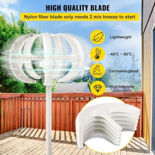 Kang 3000W Low Noise Vertical Wind Turbine Generator, 5-Blade Design for Home & Garden, Efficient 12V-220V Motor Kit, Renewable Energy Solution, Eco-Friendly Power