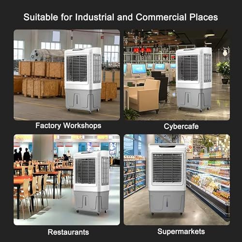 3 in 1 Portable Air Conditioner, Swamp Cooler, Evaporative Air Cooler Outdoor Cooling Fan, 120° Oscillating, 3 Speed for Patio Garage Industry Commercial Use(44.5x34x85cm/18x13x33inch)