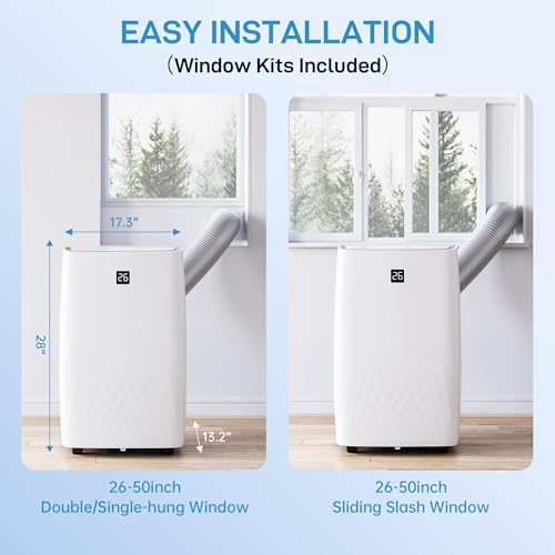 Portable Air Conditioners 14000 BTU, Energy Efficient AC with Remote Control & 24H Timer, Ultra Quiet Cooling Unit for Large Rooms Up to 750 Sq. Ft, Office, Bedroom, White