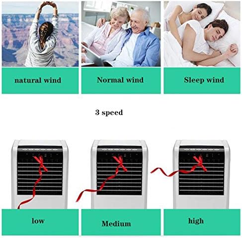 Cooling Fan Evaporative Cooler, Portable Bladeless Air Cooler, Electric Fan & Humidifier with Remote Control, 3 Modes 3 Speeds Air Conditioner for Indoor Home Office Dorms Oscillation Function