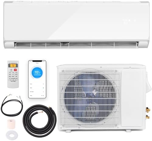 RELAX4LIFE Wifi Enabled Mini Split AC/Heating System, 24000BTU Ductless Air Conditioner & Heater w/Heat Pump, Remote, Cools up to 1500 Sq.Ft, Installation Kit, 21 SEER2 208-230V Inverter Split AC Unit