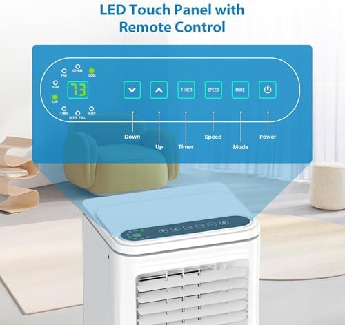 10000 BTU Portable Air Conditioners, 4 Modes Portable AC Unit with Fast Cooling/Energy Saving/Remote Control/24Hrs Timer Portable Ac Units for Room Camping Car Office