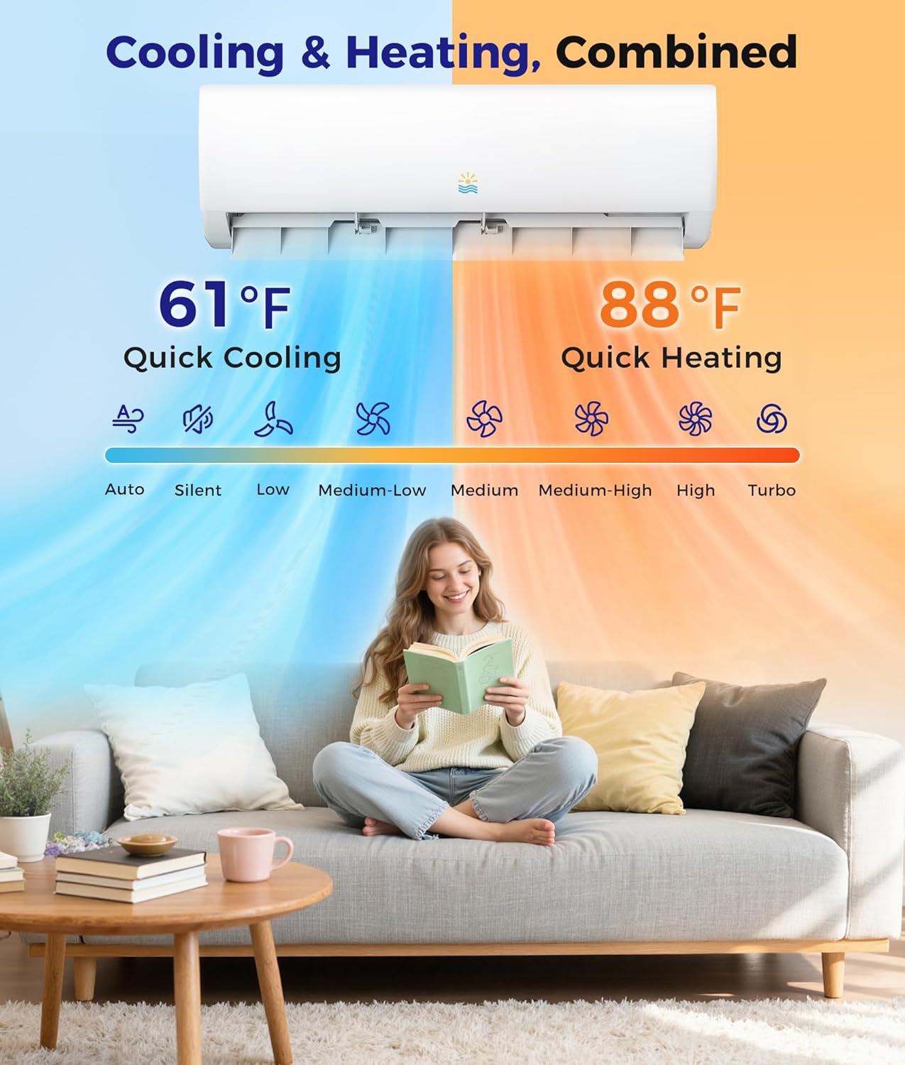 Mini Split Air Conditioner - 12000 BTU Ductless Mini Split Ac/Heating System, 115V 20 SEER2 Wifi Enabled Inverter, 750Sq.Ft, Split AC Unit with Precharged Heat Pump, R454B with Installation Kit