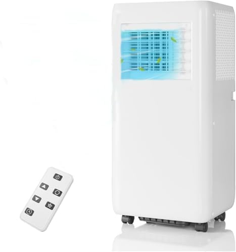Portable Air Conditioner 10,000 BTU Ashrae/6,500 BTU SACC, Energy Efficient Cooling, 115V, Remote Control, Quiet Operation, for Rooms up to 400 sq.ft, 3 Modes: Cooling, Dehumidifying, Fan