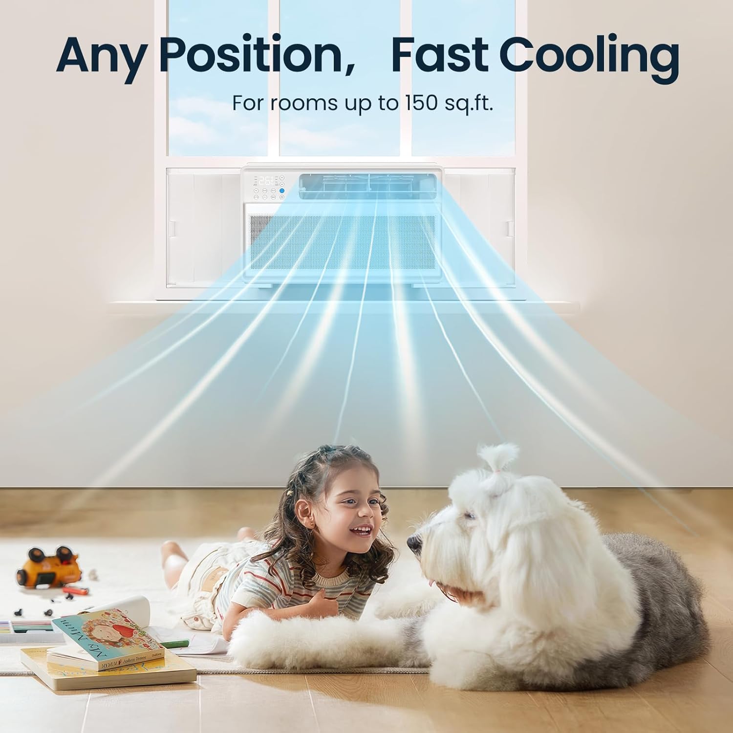 ZAFRO 12000BTU Window Air Conditioners Cool up to 550 Sq. Ft,2 Cooling & 4 Fan Speeds,Ultra-Quiet, Remote Control, Sleep Mode & Energy Saving AC Unit for Bedroom, Living Room,White[2025New]