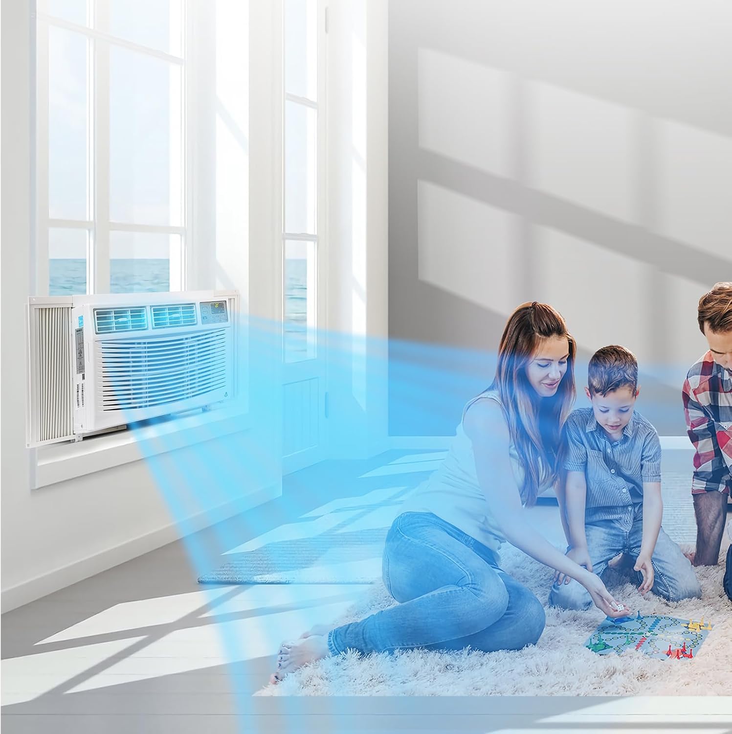 5000 BTU Window Air Conditioner for Bedroom/Living Room, Cools Up to 150 Sq. Ft., Energy-Efficient Window AC with 30% Faster Cooling, Adjustable Window Kit, Intuitive Mechanical Controls