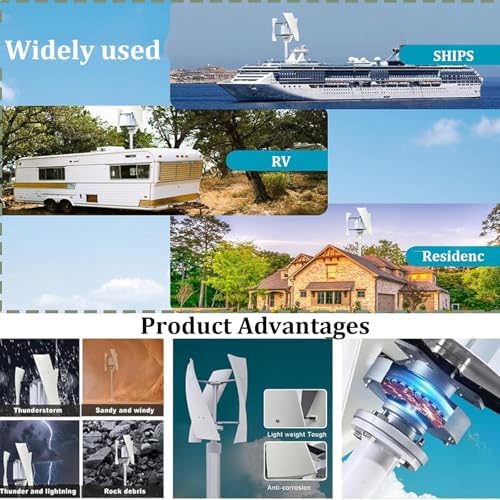 6000W/8000W/10000W/12000W/15000W Wind Turbine Generator, 12V 24V 48V Vertical 3 Blades Permanent Magnet Kit for Hybrid Wind Solar Power, Efficient Renewable Energy Solution