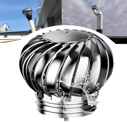 Stainless Steel Roof Wind Turbine Non-Power Ventilator Cap, Rainproof Exhaust Cap for Pipe Flue, 160mm/6in