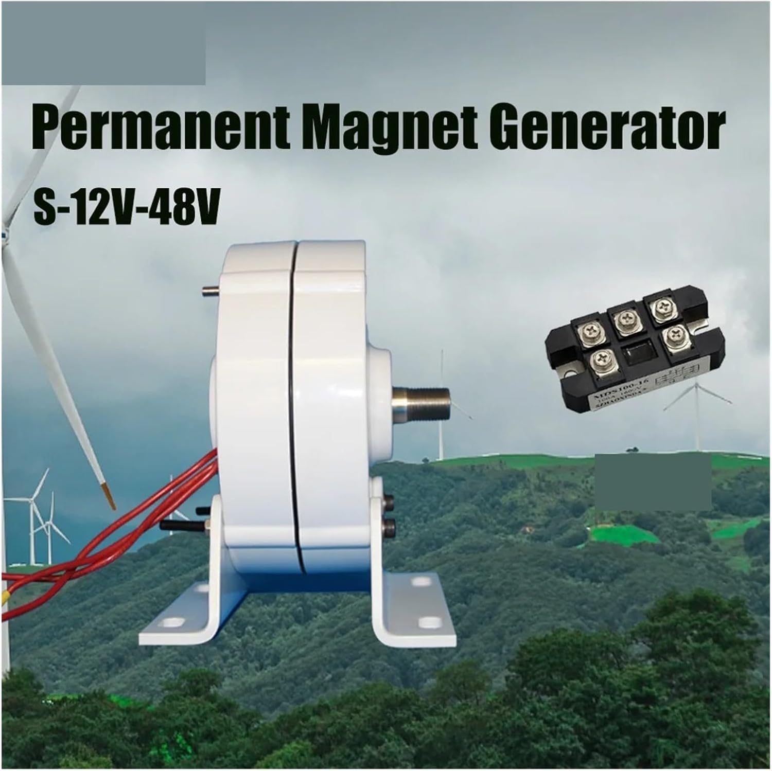Wind Turbine Generator Kit 6000W 12V 24V 48V Permanent Magnet Generator Low Resistance for Wind Turbine DIY with Base Industrial Energy(Double Shaft,12V_5000W)