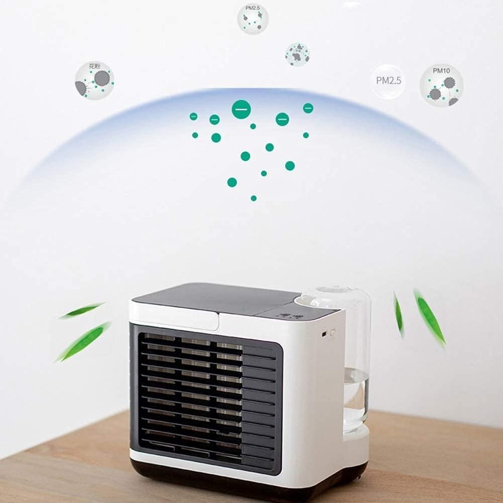 Portable Air Cooler, 3-in-1 Mobile Air Conditioner, Humidifier & Purifier with 3 Speeds, Desktop Fan for Home, Office, Travel & Dorm