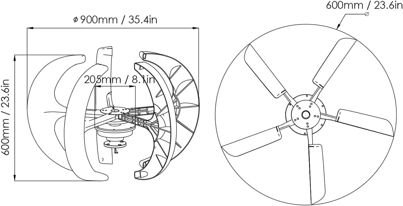 12V Wind Power Generator 1200W Wind Generator with Controller 5 Blades Minitype Lantern Wind Turbine Generator Kit Industrial Energy