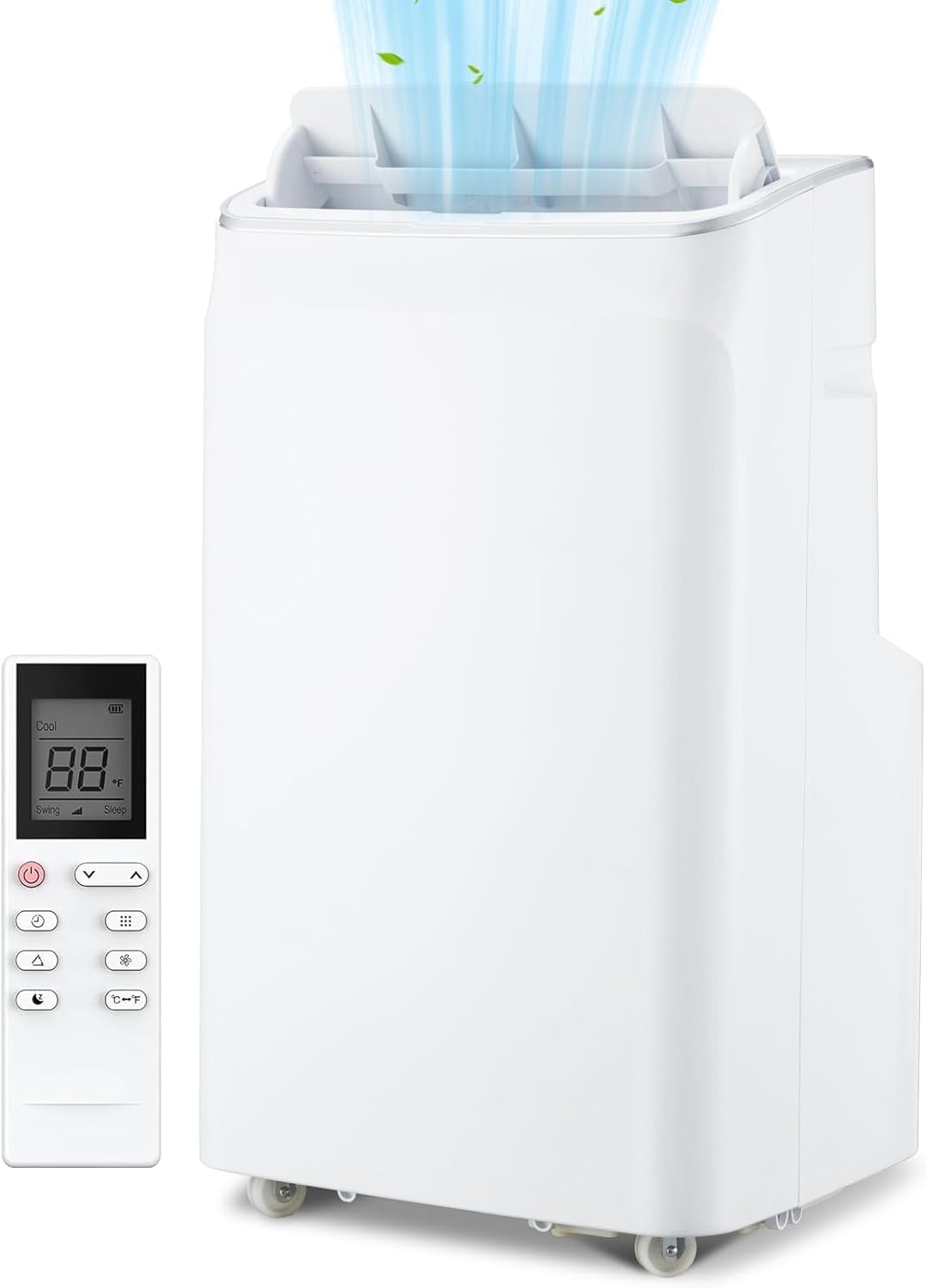 12000 BTU Portable Air Conditioners with Remote Control, 3 in-1 Free Standing Cooling AC Unit with Fan & Dehumidifier, Cools Room up to 500 sq.ft, Auto Swing，Smart Sleep Mode for Bedroom, Indoor Rooms