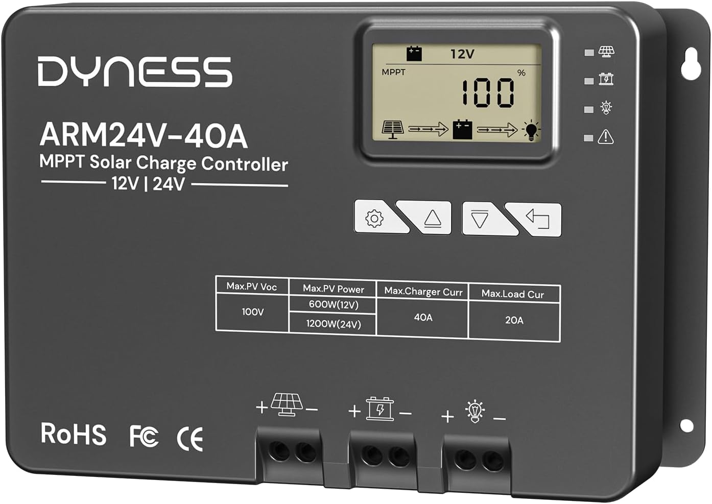 40A MPPT Solar Charge Controller 12V/24V DC Input, APP Real-Time Monitoring with Bluetooth 5.0, Parameter Adjustable LCD Display, Perfect for Solar System & LiFePO4, SLD, Gel, FLD, AGM Battery