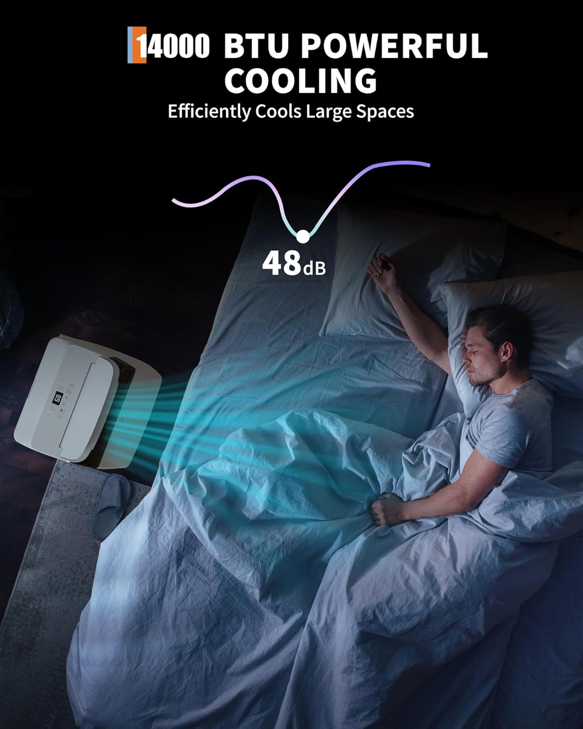 14000 BTU Room Air Conditioners with Remote Control, 3-In-1 Free Portable AC Unit with Fan & Dehumidifier, Cools Room Up to 700 Sq.Ft, Smart/Sleep Mode,3 Speed,Auto Swing,24H Timer