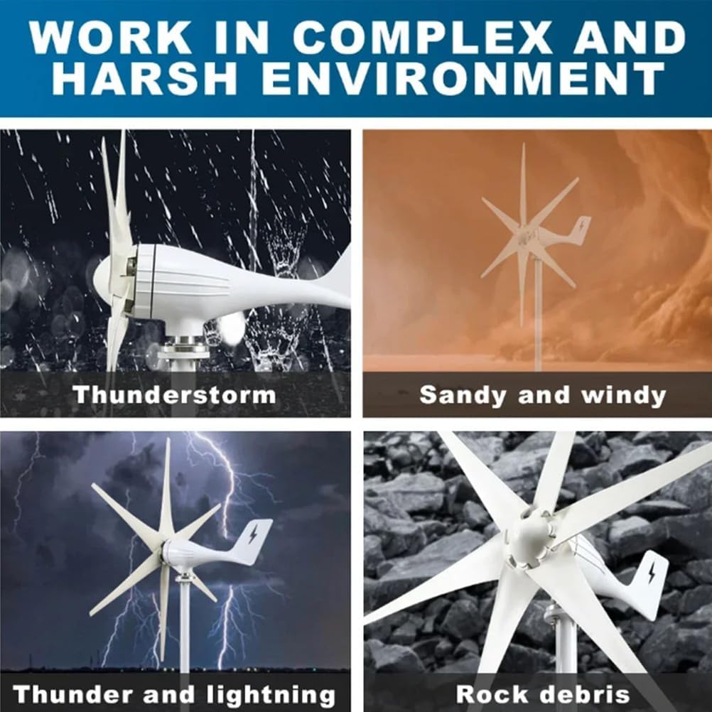 Wind Turbine 8000W DC 12V 24V 48V 220V Wind Turbine Generator, with 8 Blades Wind Turbine Kit with Controller for Boats, Terraces, Cabins Or Mobile Houses Charging,220V