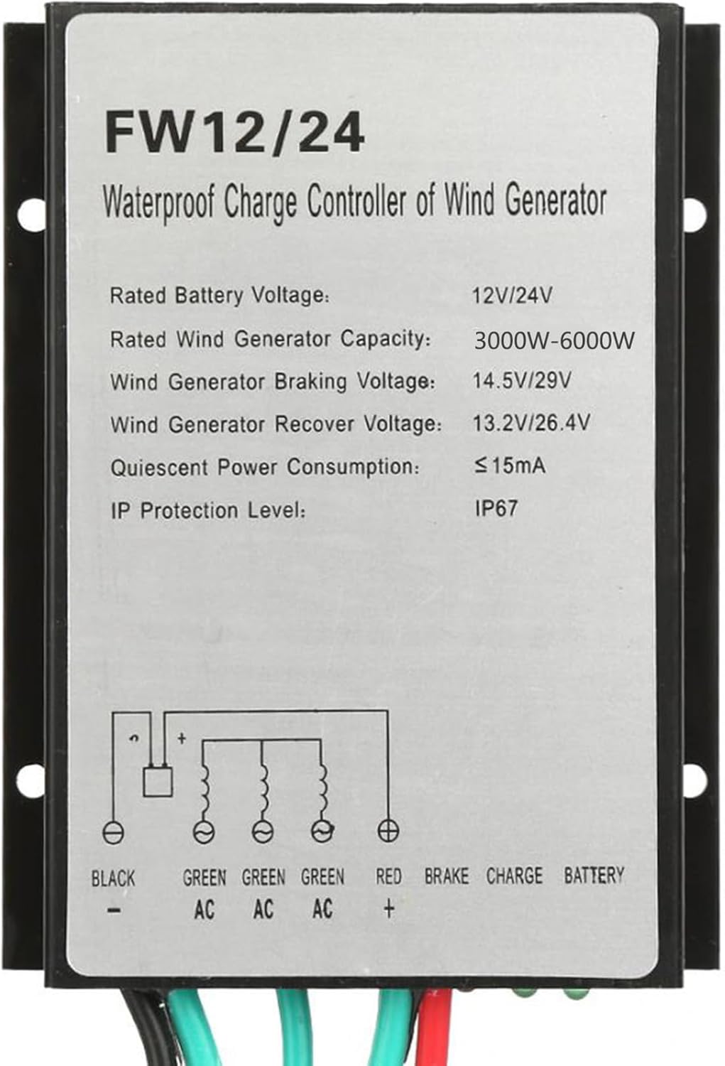 Aluminum Housing Wind Turbine Charge Controller IP67 Waterproof Technology, for Off-Grid Wind and Solar Systems(800W)