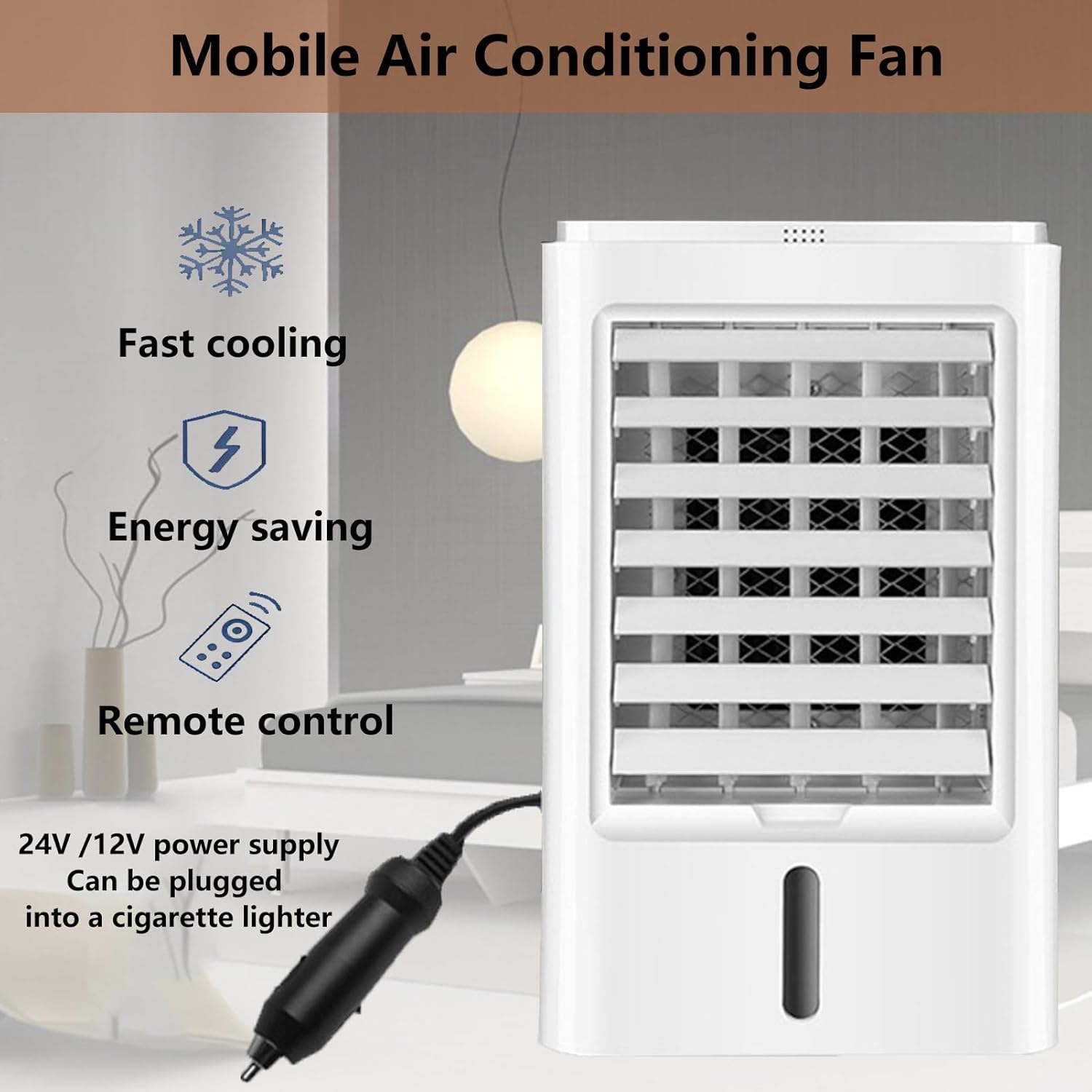 Portable Mini Air Conditioners for Home with Remote Control and Touch Screen Personal Air Conditioning Unit with 3-Speed and 4 ice Packs Portable Ac Unit Fan Car Air Cooler 24VHomeCar