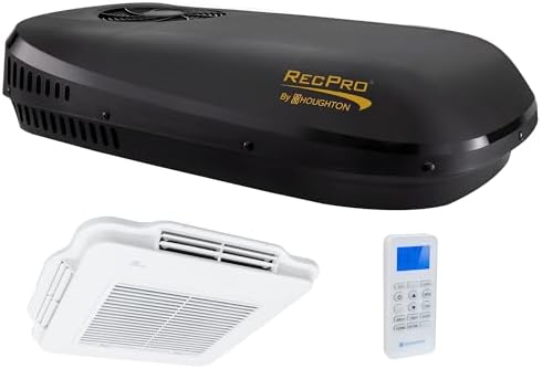 RecPro RV Air Conditioner 13.5K BTU | Low Profile Non-Ducted AC with Heat Pump | Quiet Cooling & Heating | 110–120V | Easy Install | for Campers, Travel Trailers, RVs, Motorhomes, Food Trucks (Black)