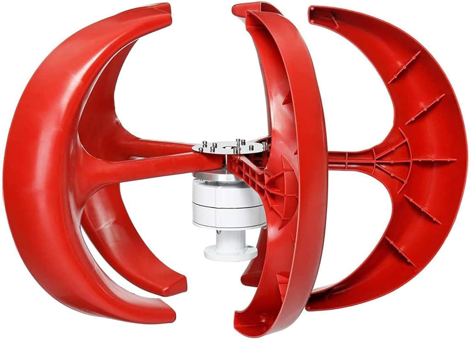 Wind Turbine, 2000W Vertical Axis Wind Generator 12V 24V AC Permanent Magnet Generator for Home, Farm, RV, Boat (5 Blades_Red)