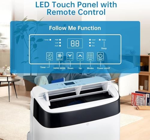 12000 BTU Portable Air Conditioners, Portable AC Unit 3-in-1 with Fan, Dehumidifier, Cools Up To 550 Sq.Ft. Room Air Conditioner, Remote Comtrol, Low Noise, 24 Hours Timer, White Top