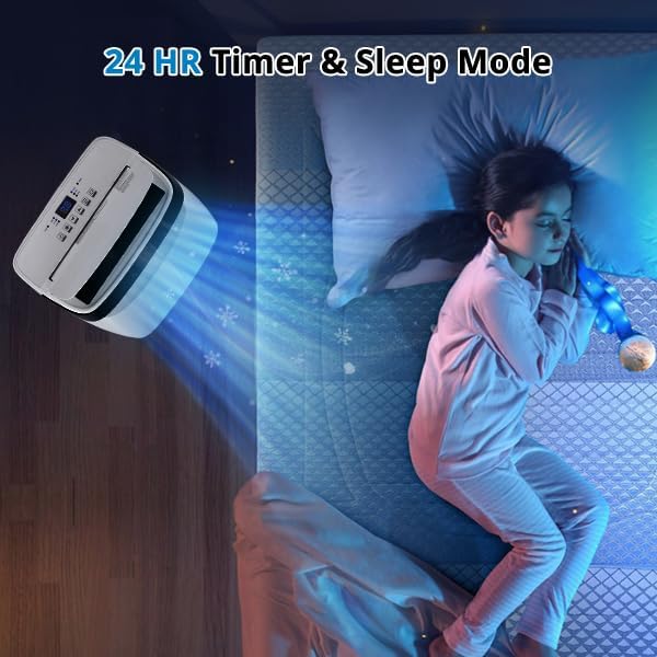10,000 BTU Portable Air Conditioner, Cools Up to 450 Sq. Ft, 3-In-1 Room Air Conditioner with Dehumidifier, Fan, Quiet Operation, Remote Control, 24Hrs Timer, Easy Install Kit for Home