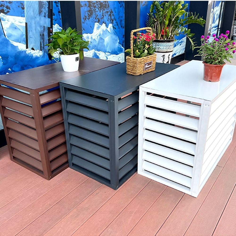 Air Conditioner Cover For Outside Unit Aluminum Air Conditioner Fence Screen Rack Air Conditioner Flower Stand For Garden Patio Waterproof Brown White Grey (Color : Brown, Size : 1