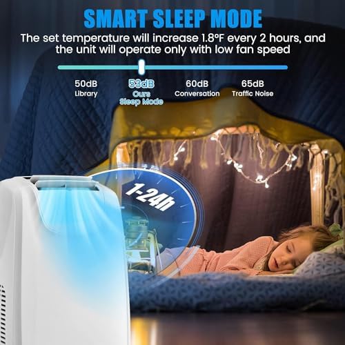 GOFLAME Portable Air Conditioner 11,500 BTU, 3 in 1 AC Cooling Unit with Dehumidifier, 24H Timer, Remote Control, Window Kit, Personal Standing AC for Bedroom, Dorm, Cool Rooms up to 400 Sq.Ft