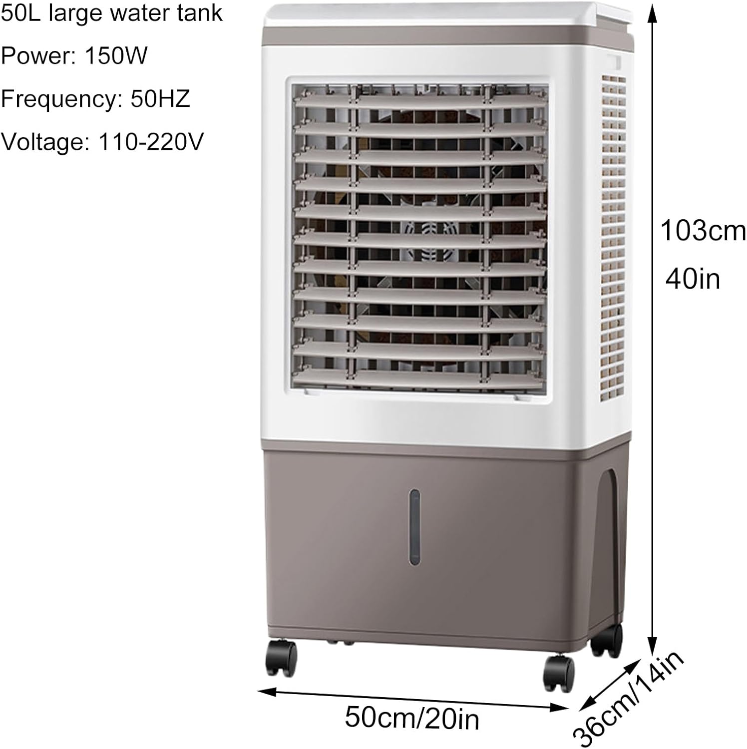 Outdoor Swamp Cooler, Evaporative Air Coolers with Remote Control, 90° Oscillating, 3-Speed Mode, Air Cooler, 50L Large Capacity Water Tank for Indooor Outdoor Use