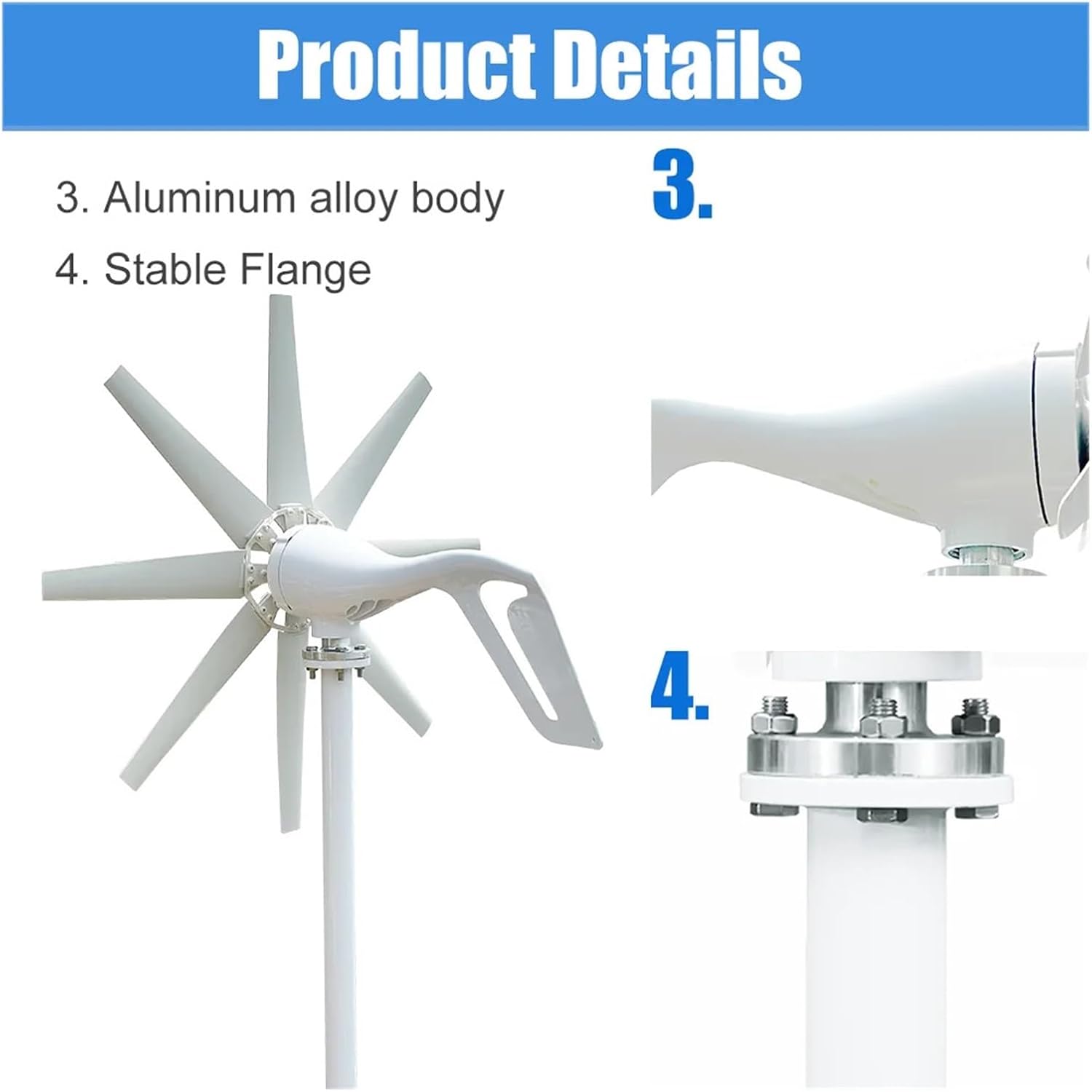 High Efficiency 2000W Horizontal Axis Wind Turbine Windmill 12V 24V 48V Free Energy Permanent Magnet Generator Home Appliance Industrial Energy(with MPPT Charger,12V)